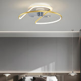 Modern Minimalist Curve Metal Ceiling Fan with Light Image - 11