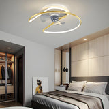 Modern Minimalist Curve Metal Ceiling Fan with Light Image - 12