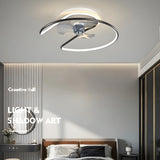 Modern Minimalist Curve Metal Ceiling Fan with Light Image - 14