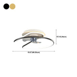 Modern Minimalist Curve Metal Ceiling Fan with Light #size