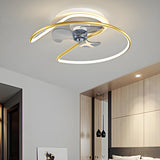 Modern Minimalist Curve Metal Ceiling Fan with Light Image - 2