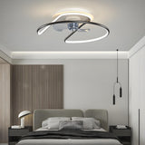 Modern Minimalist Curve Metal Ceiling Fan with Light Image - 3