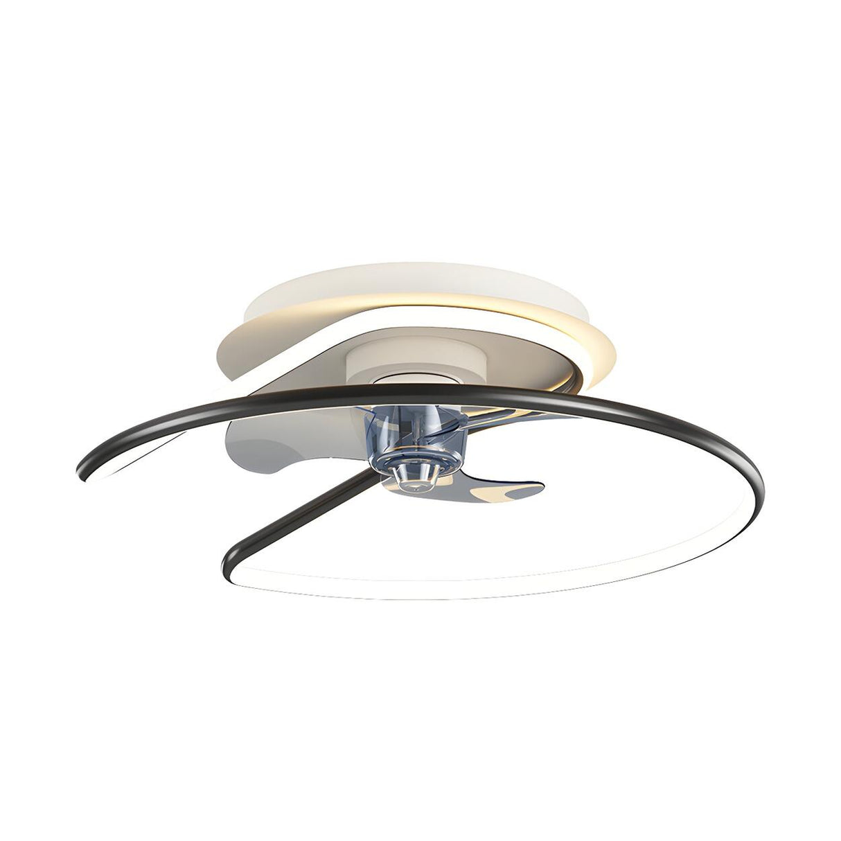 Modern Minimalist Curve Metal Ceiling Fan with Light Image - 5