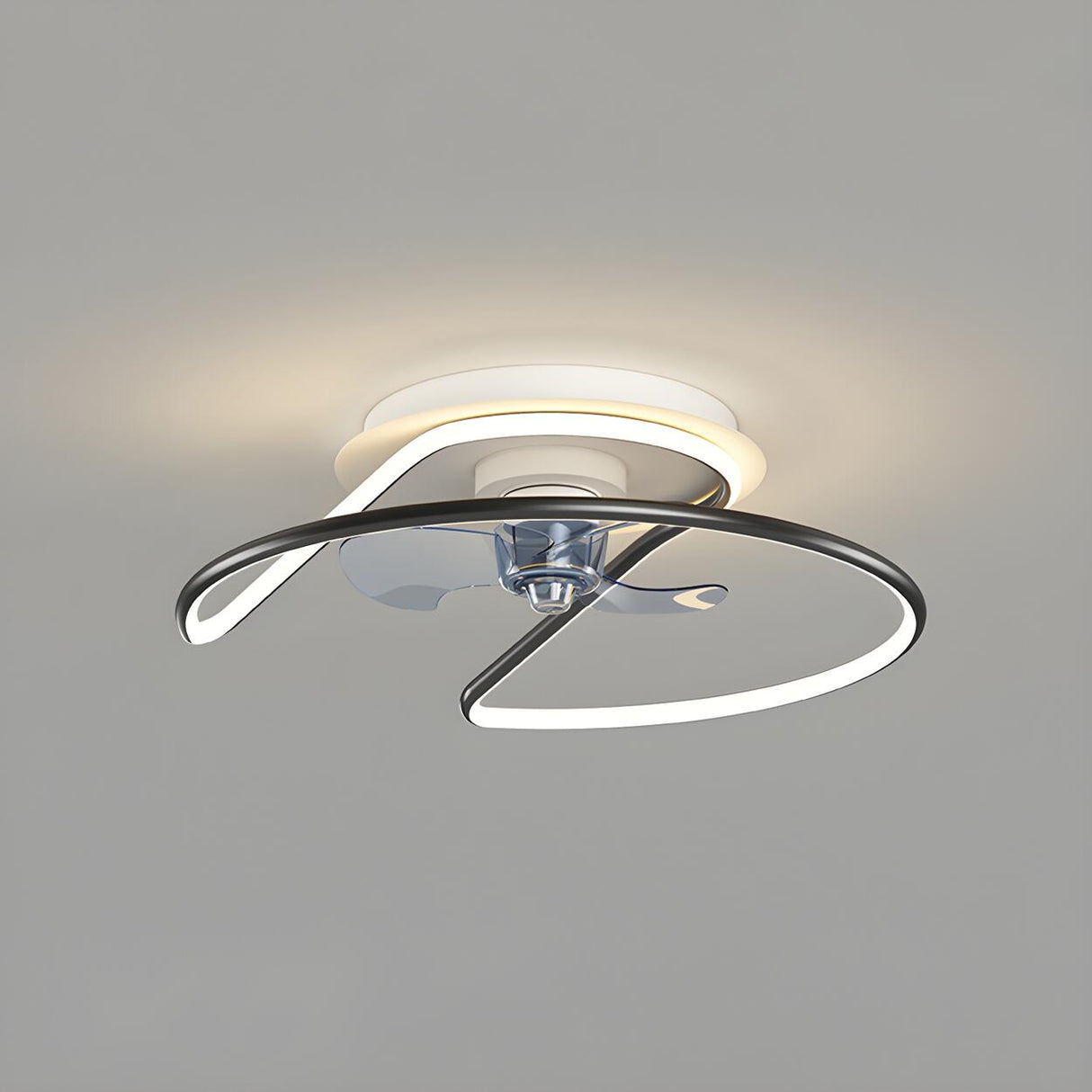 Modern Minimalist Curve Metal Ceiling Fan with Light Image - 6