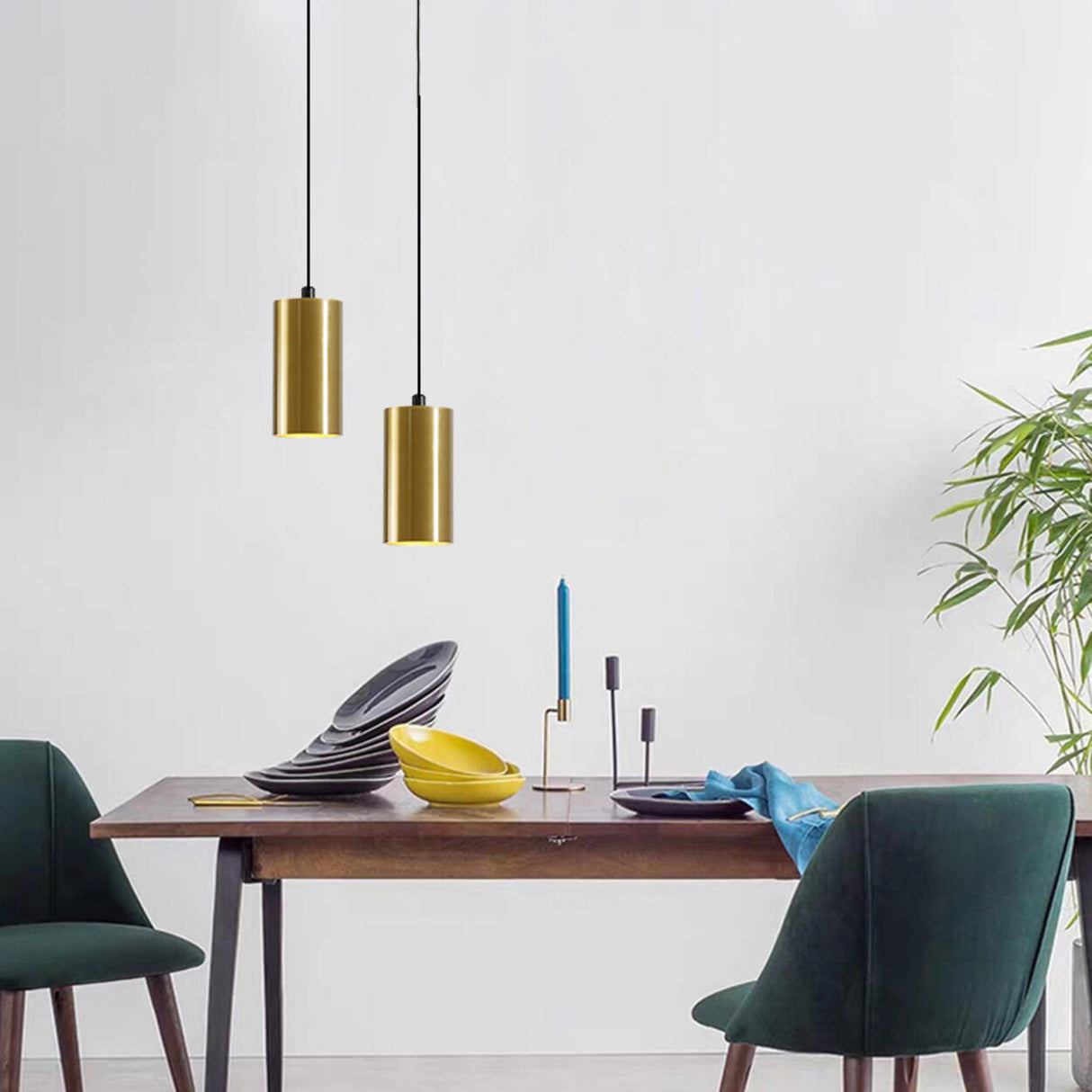 Modern Minimalist Cylinder Alloy Pendant Light Image - 11