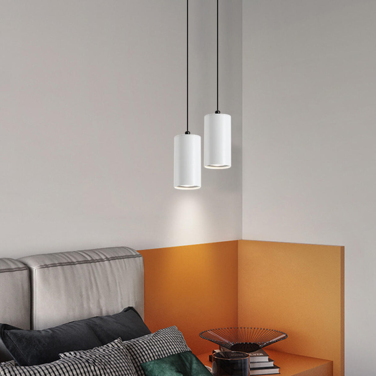 Modern Minimalist Cylinder Alloy Pendant Light Image - 14