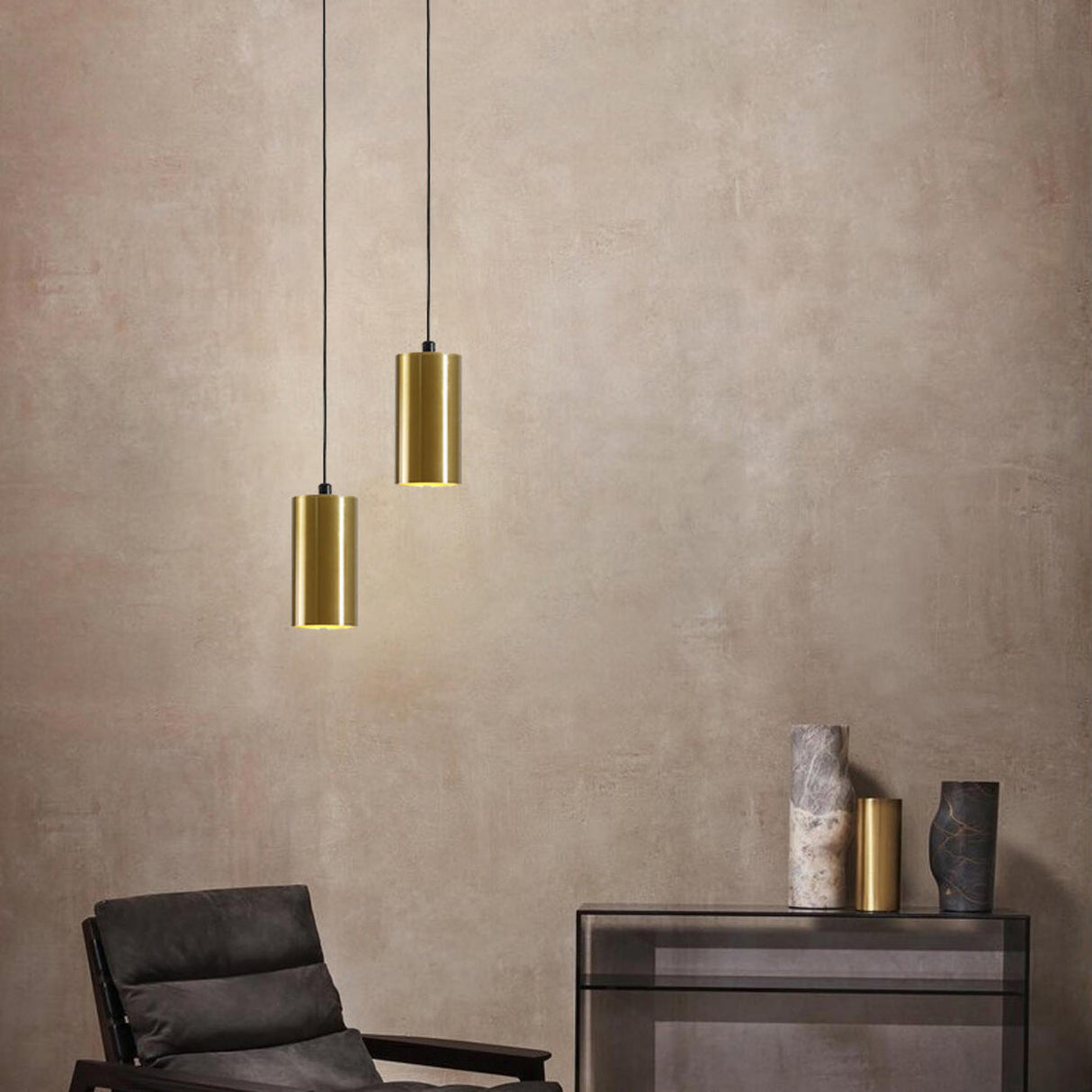 Modern Minimalist Cylinder Alloy Pendant Light Image - 4