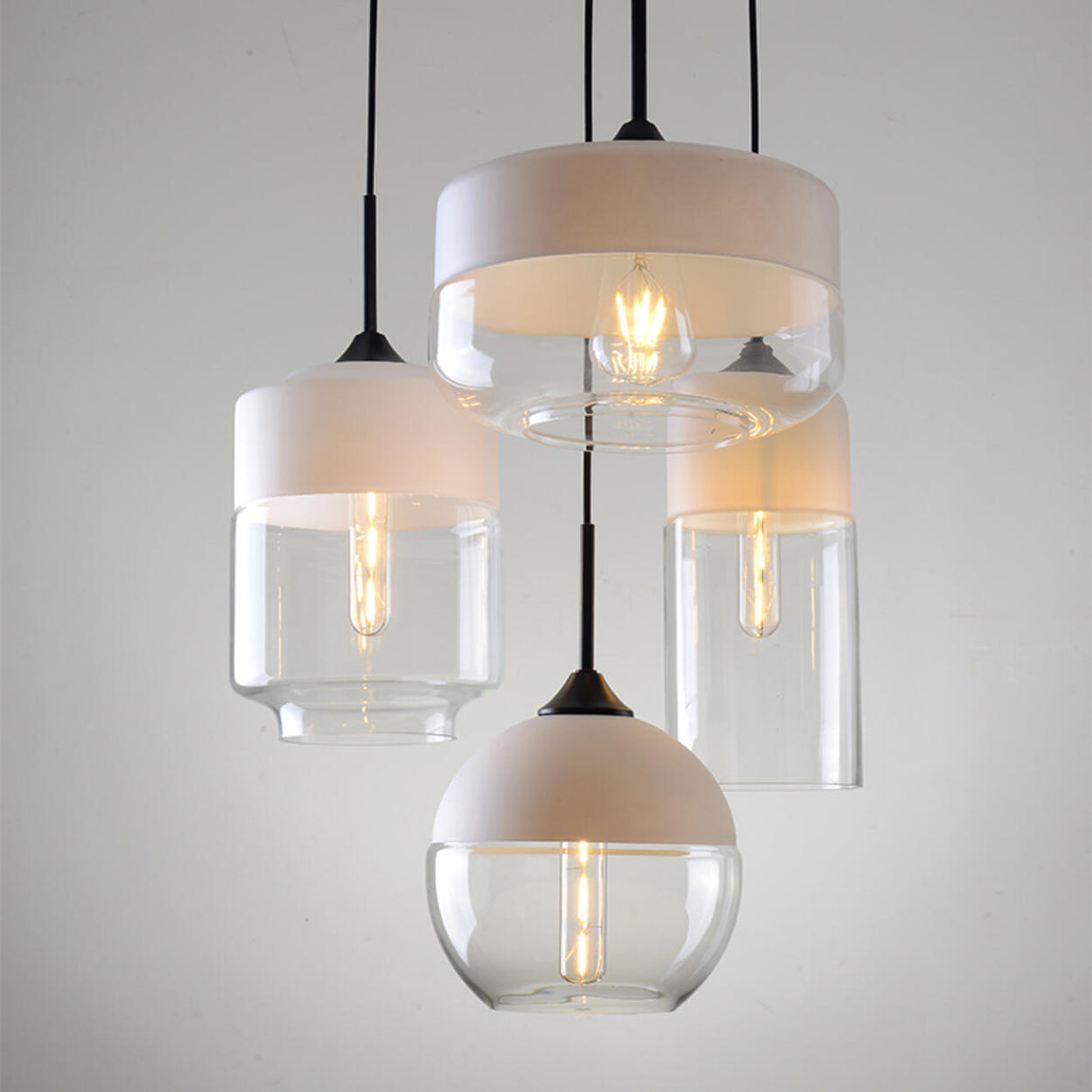 Modern Minimalist Cylinder Clear Glass Pendant Lights Image - 1