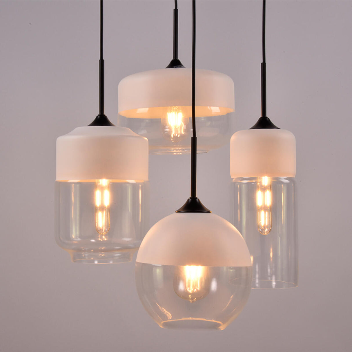 Modern Minimalist Cylinder Clear Glass Pendant Lights Image - 14