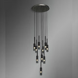 Modern Minimalist Cylindrical Gray Glass Pendant Light Image - 10