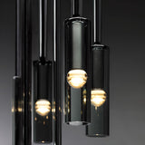 Modern Minimalist Cylindrical Gray Glass Pendant Light Image - 11