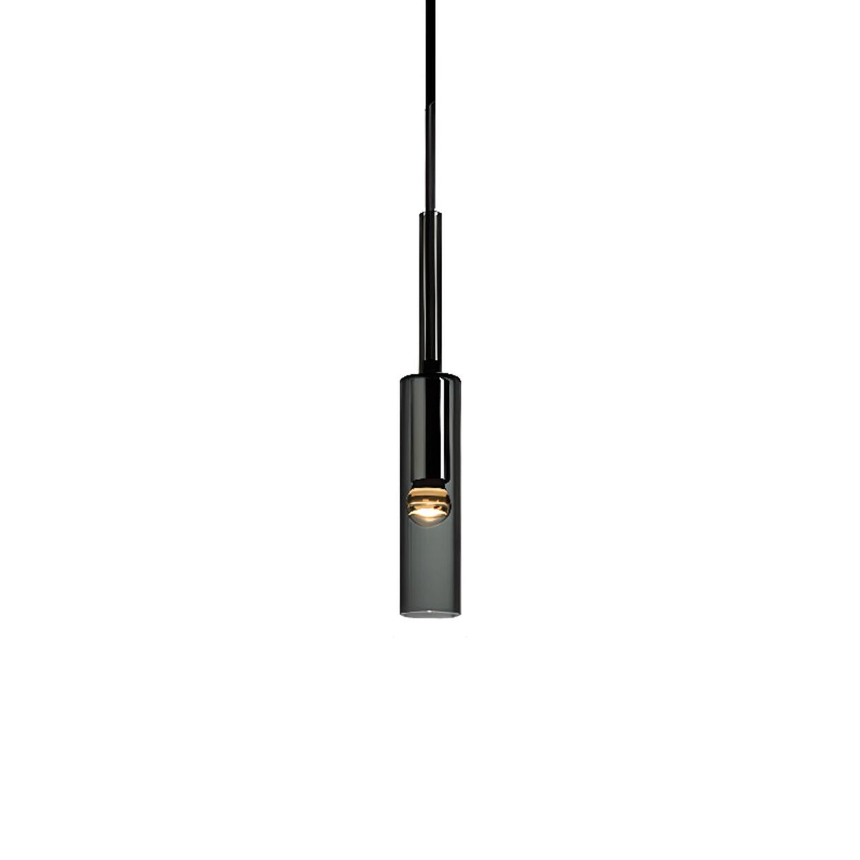 Modern Minimalist Cylindrical Gray Glass Pendant Light Image - 6