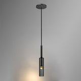 Modern Minimalist Cylindrical Gray Glass Pendant Light Image - 9