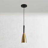 Modern Minimalist Dining Room Brass Cone Pendant Light Image - 2