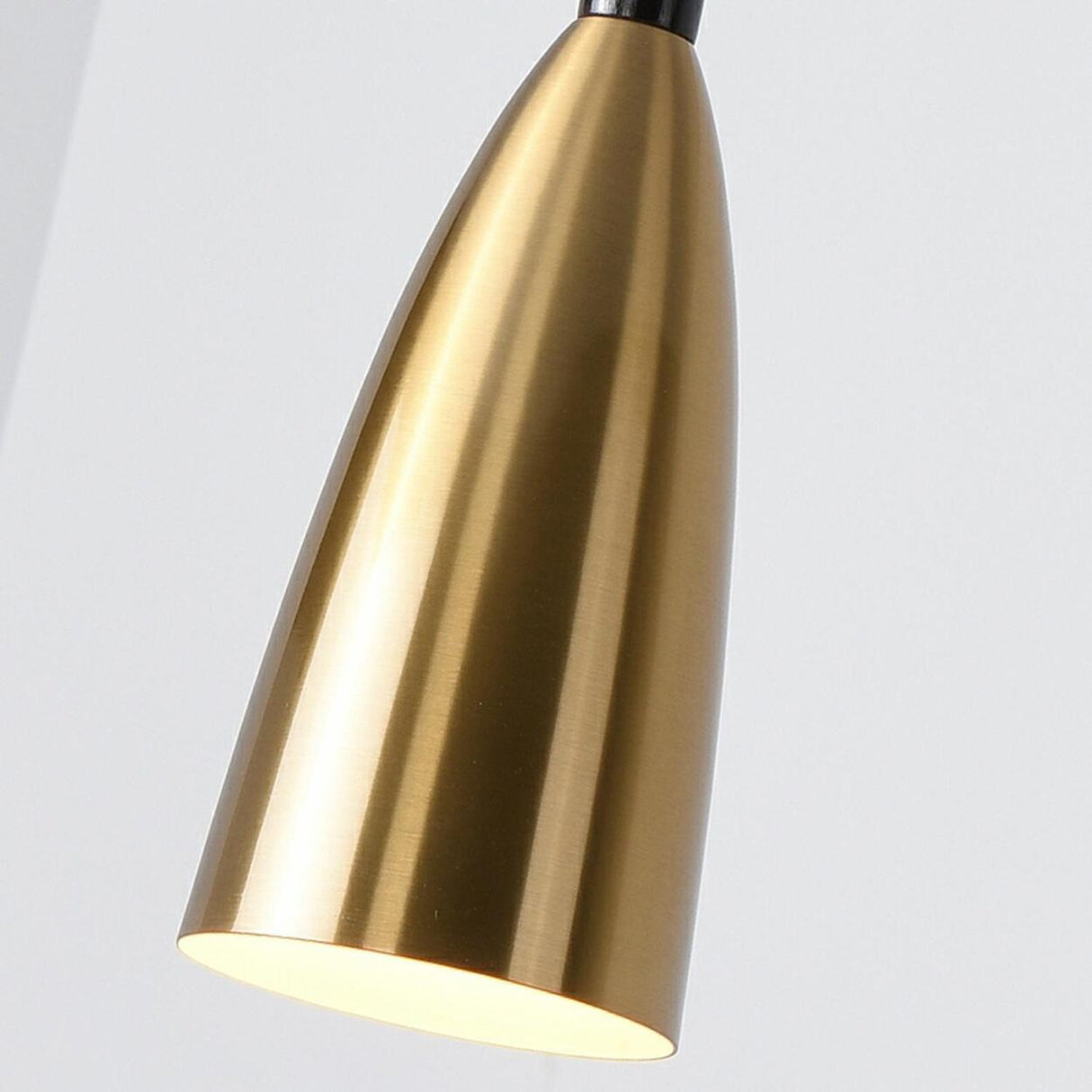 Modern Minimalist Dining Room Brass Cone Pendant Light Image - 8