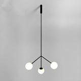 Modern Minimalist Dining Room White Globe Pendant Chandelier Image - 1