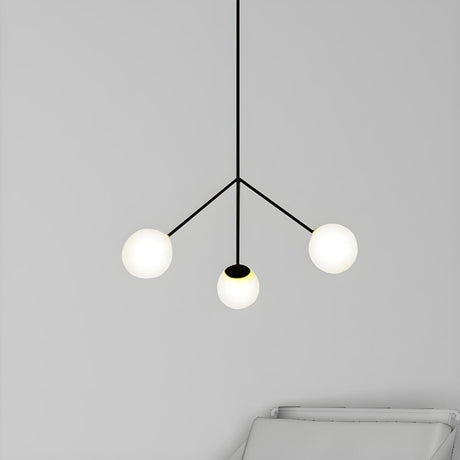 Modern Minimalist Dining Room White Globe Pendant Chandelier Image - 2