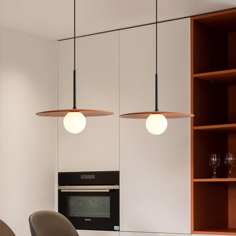 Modern Minimalist Disc and Globe MIni Pendant Light Image - 1