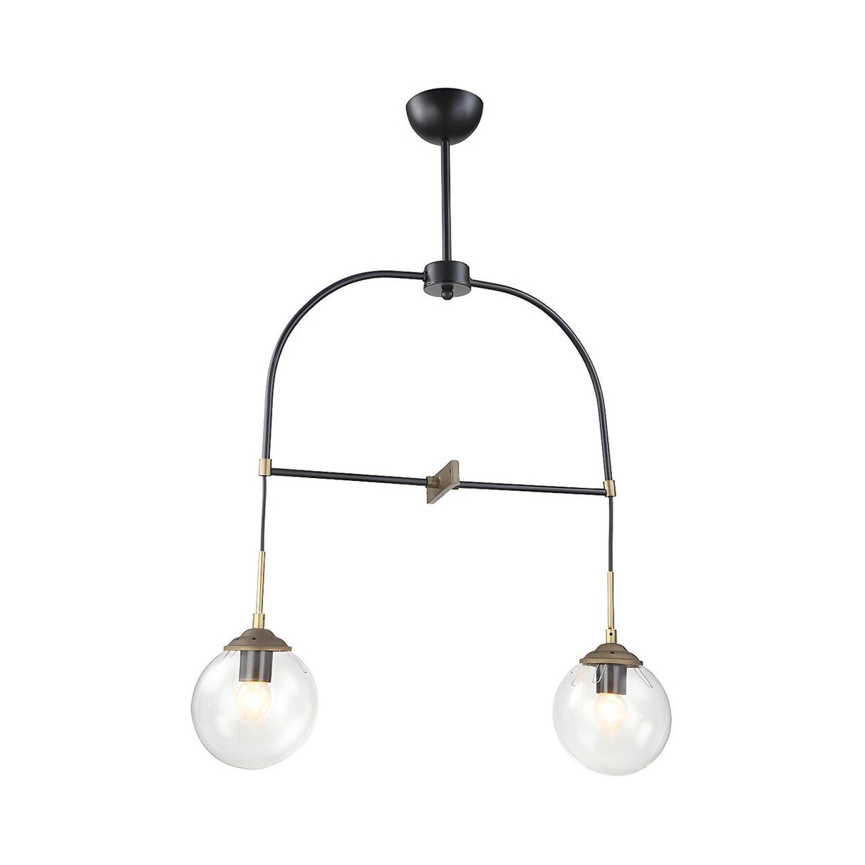 Modern Minimalist Dual Globe Arched Pendant Light Chandelier Image - 3