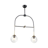 Modern Minimalist Dual Globe Arched Pendant Light Chandelier Image - 3