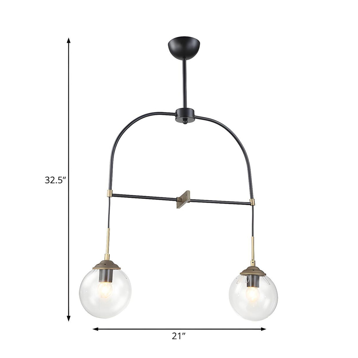 Modern Minimalist Dual Globe Arched Pendant Light Chandelier 