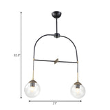 Modern Minimalist Dual Globe Arched Pendant Light Chandelier #size