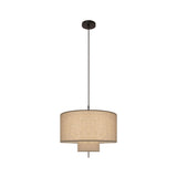 Modern Minimalist Fabric Cylinder Living Room Pendant Light Image - 5