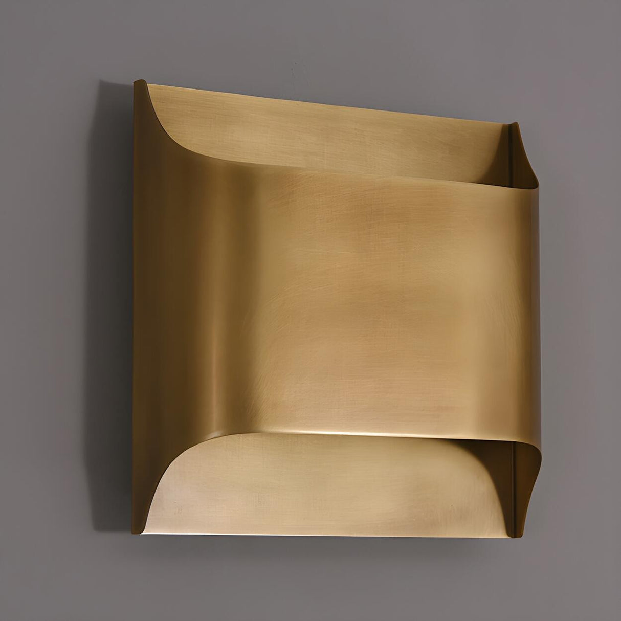 Modern Minimalist Flattened Tube Brass Wall Sconce Image - 10