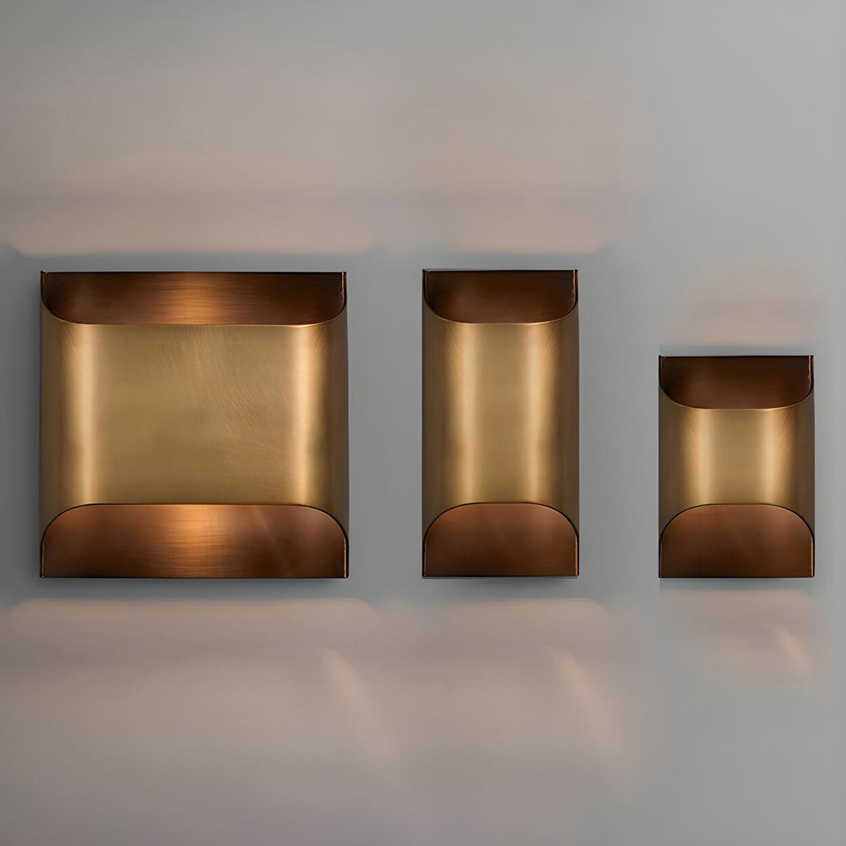 Modern Minimalist Flattened Tube Brass Wall Sconce Image - 11