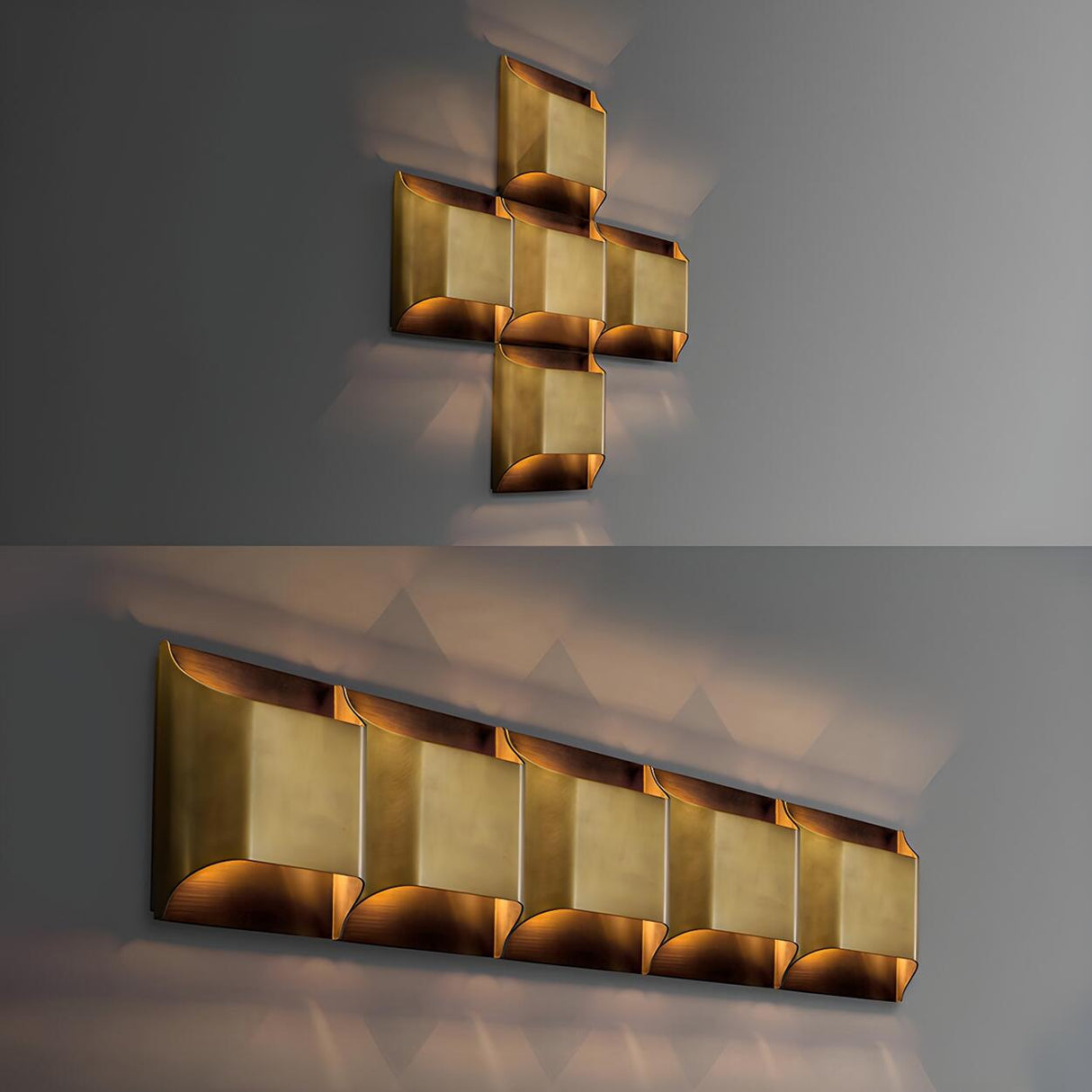 Modern Minimalist Flattened Tube Brass Wall Sconce Image - 13