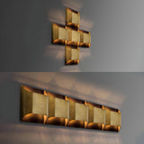 Modern Minimalist Flattened Tube Brass Wall Sconce Image - 13