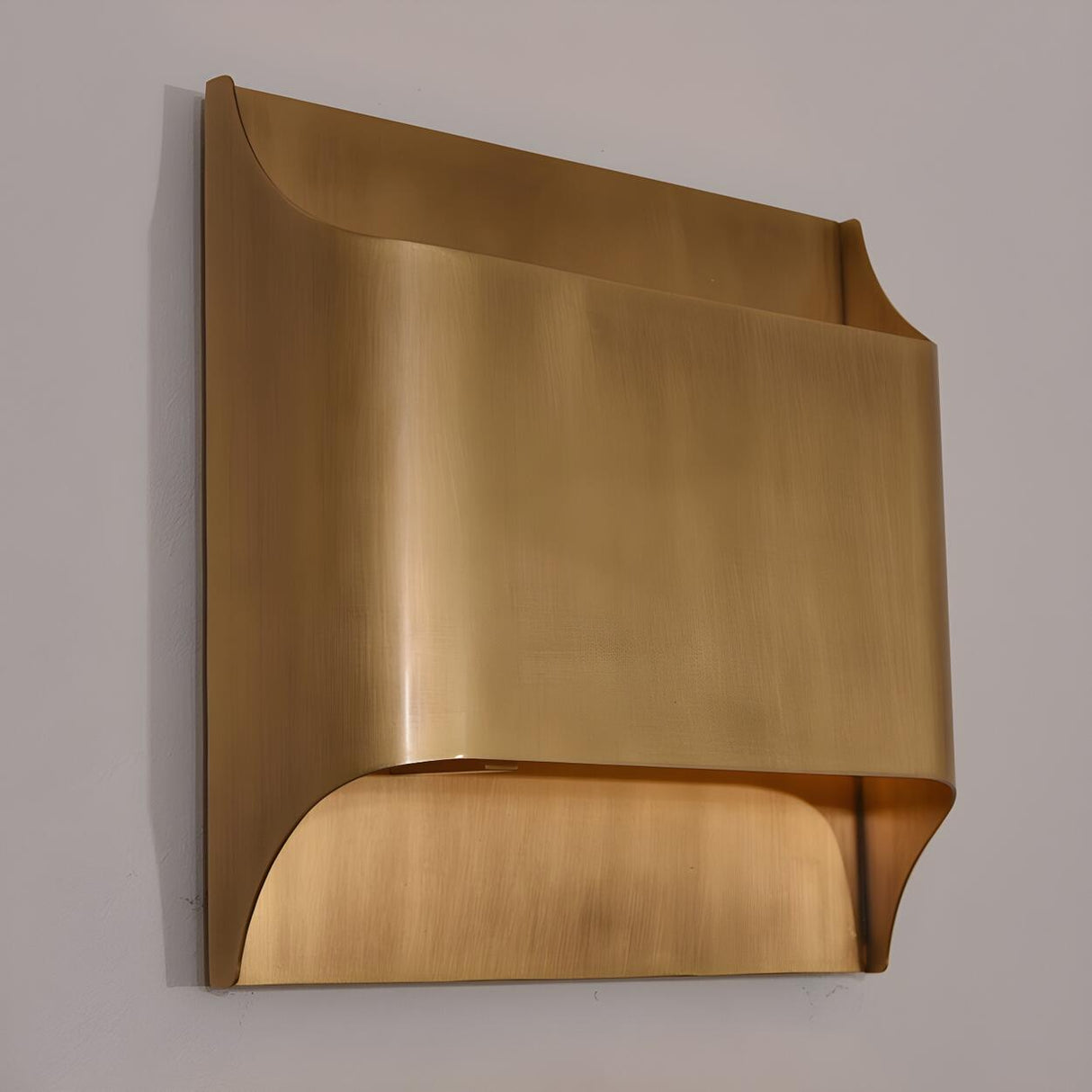 Modern Minimalist Flattened Tube Brass Wall Sconce Image - 16