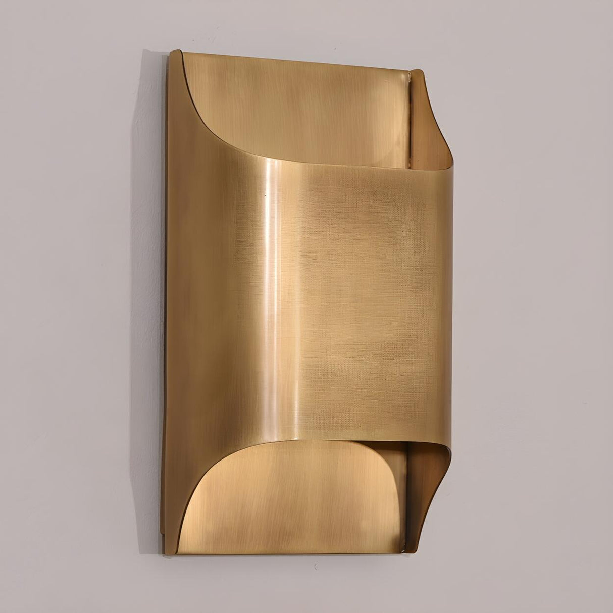 Modern Minimalist Flattened Tube Brass Wall Sconce Image - 17