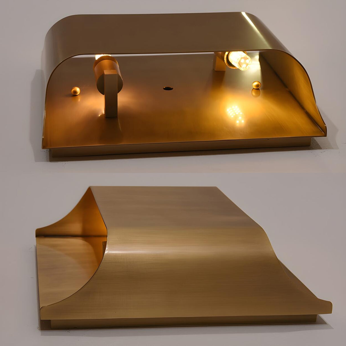 Modern Minimalist Flattened Tube Brass Wall Sconce Image - 18