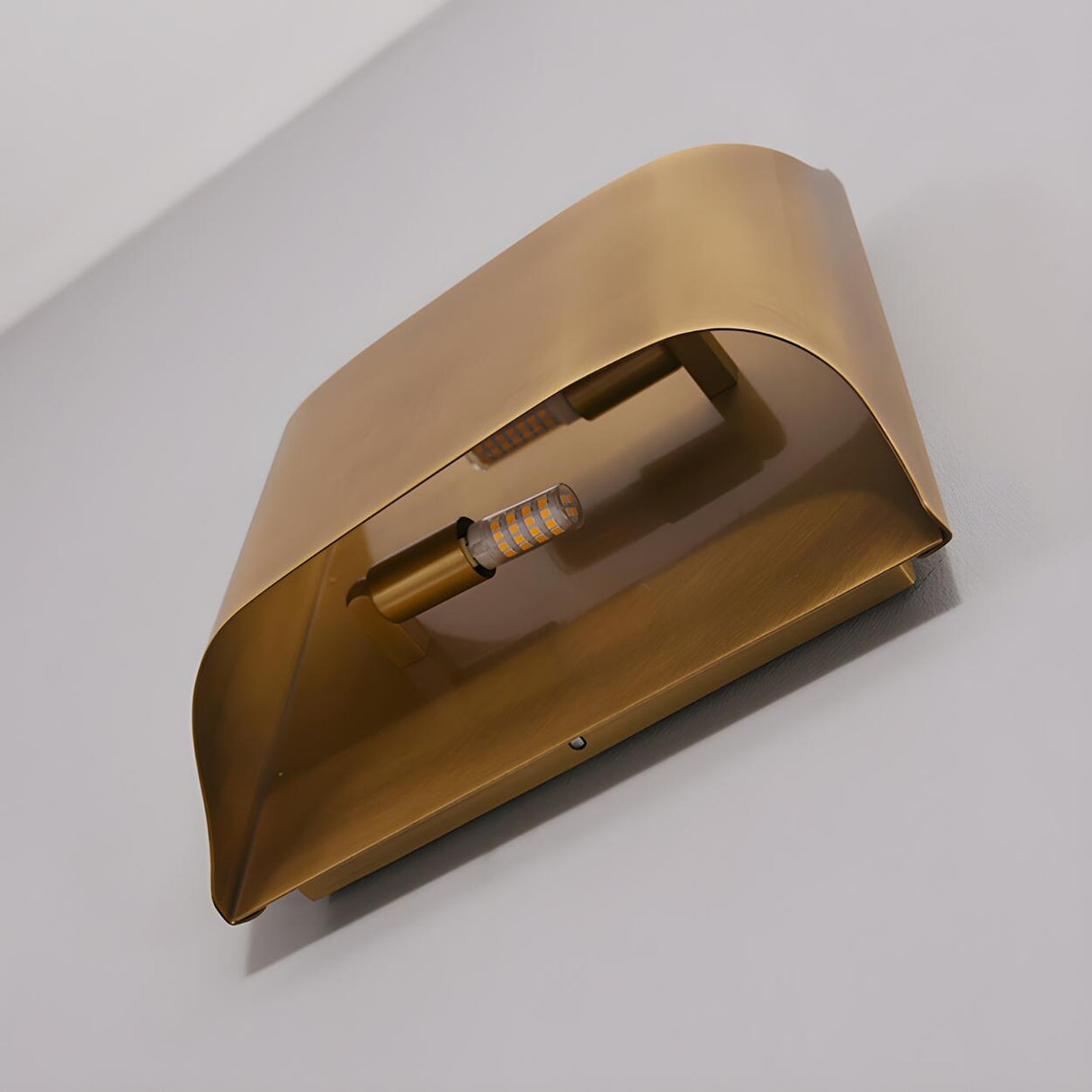 Modern Minimalist Flattened Tube Brass Wall Sconce Image - 7