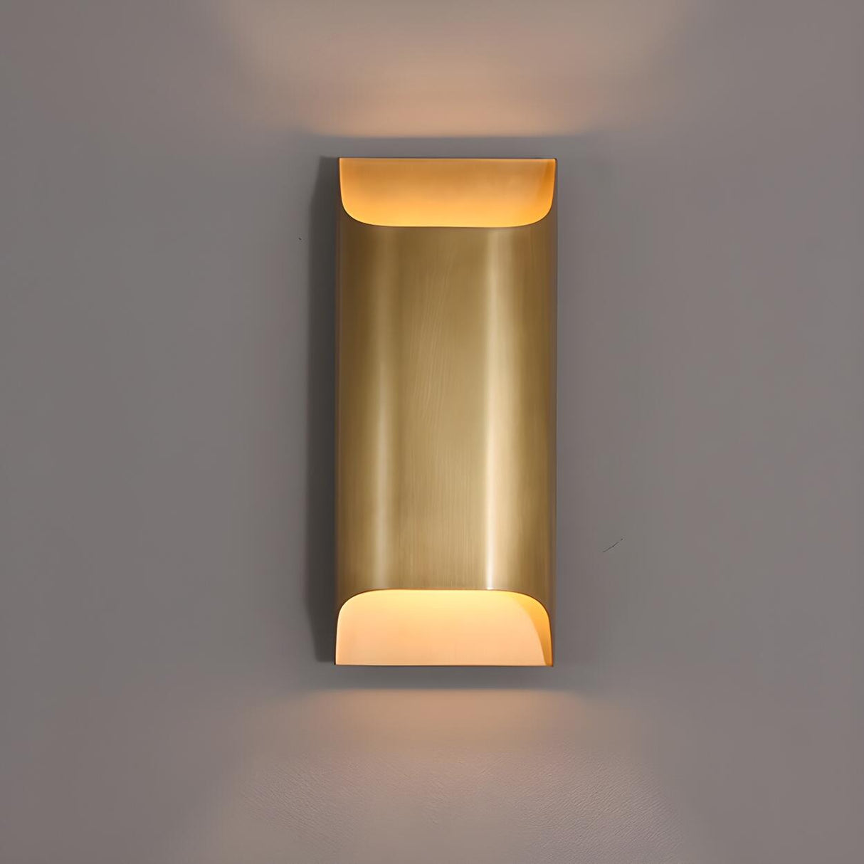 Modern Minimalist Flattened Tube Brass Wall Sconce Image - 8