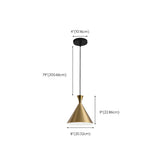 Modern Minimalist Gold Cone Bedroom Pendant Light #size