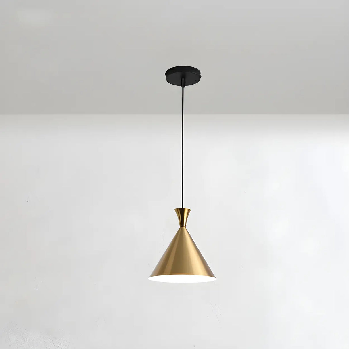 Modern Minimalist Gold Cone Bedroom Pendant Light Image - 2