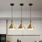 Modern Minimalist Gold Cone Bedroom Pendant Light Image - 5