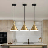 Modern Minimalist Gold Cone Bedroom Pendant Light Image - 6