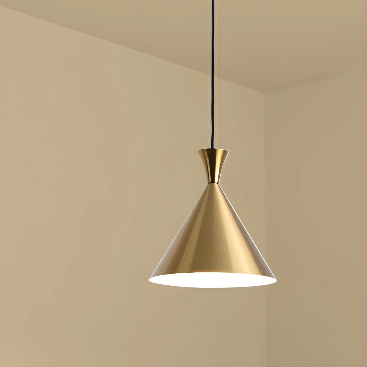 Modern Minimalist Gold Cone Bedroom Pendant Light Image - 8