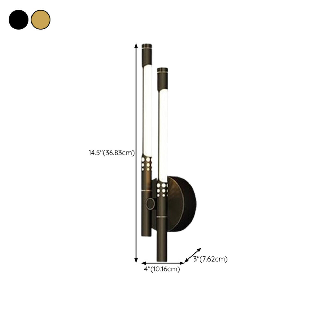 Modern Minimalist Gold Cylinder Metal Wall Sconce 