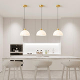 Modern Minimalist Gold Glass Dome Pendant Light Image - 11