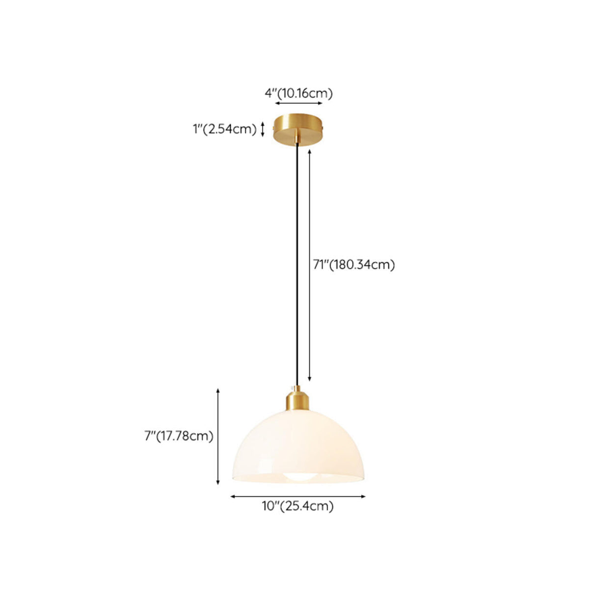 Modern Minimalist Gold Glass Dome Pendant Light 