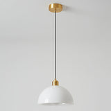 Modern Minimalist Gold Glass Dome Pendant Light Image - 7