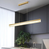 Modern Minimalist Gold Linear Island Pendant Light Image - 4