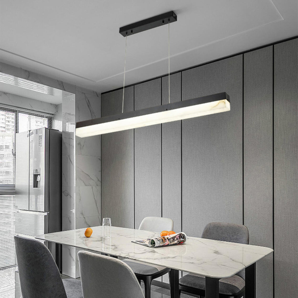 Modern Minimalist Gold Linear Island Pendant Light Image - 6