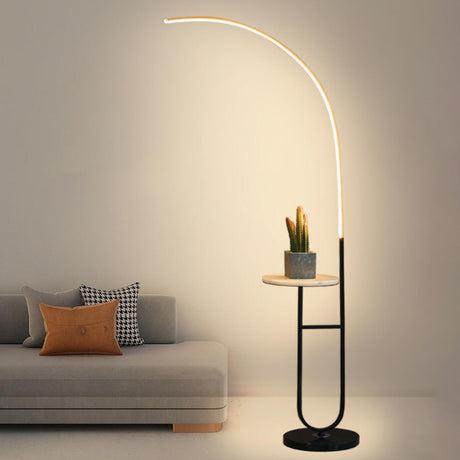 Modern Minimalist Linear LED Floor Lamp with Storage Image - 1