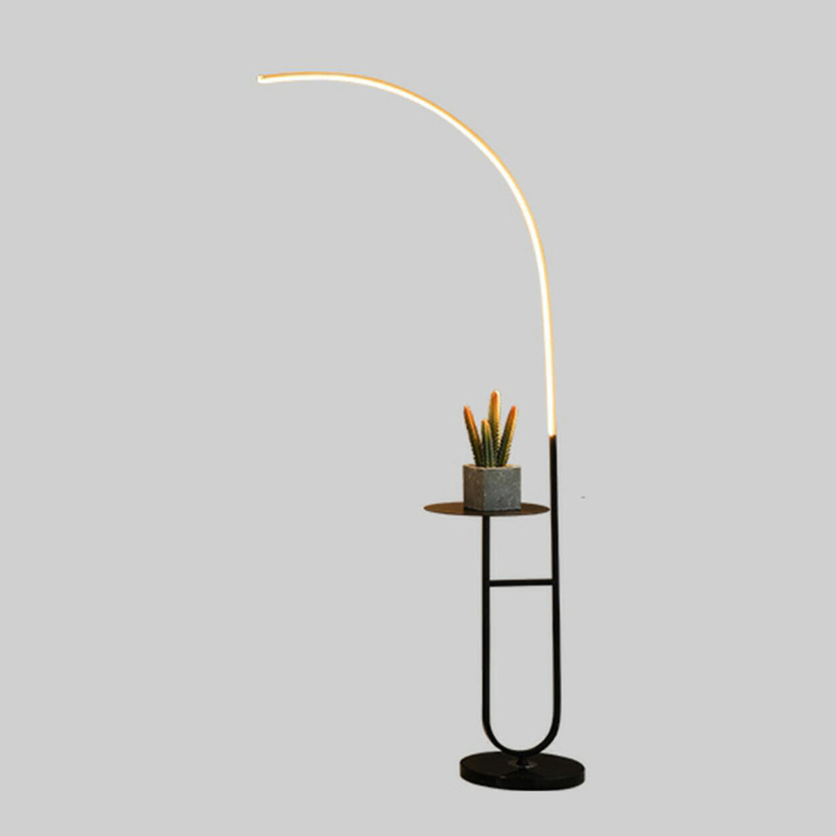 Modern Minimalist Linear LED Floor Lamp with Storage Image - 2