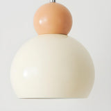 Modern Minimalist Metal Beige Dome Bedroom Pendant Light Image - 11